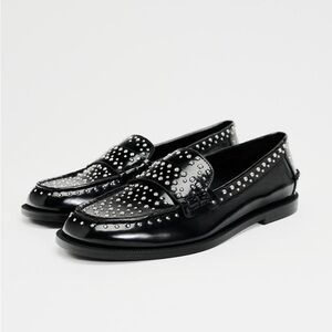 Black Studded Loafers